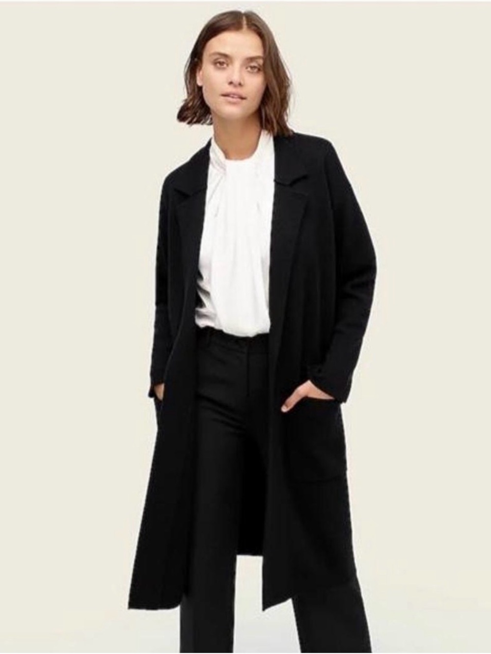 J. Crew Ella open front Black Sweater coat wool blend